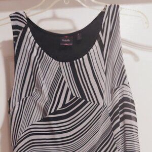 Sleeveless Black & White Zebra Print Tunic Top Sz M